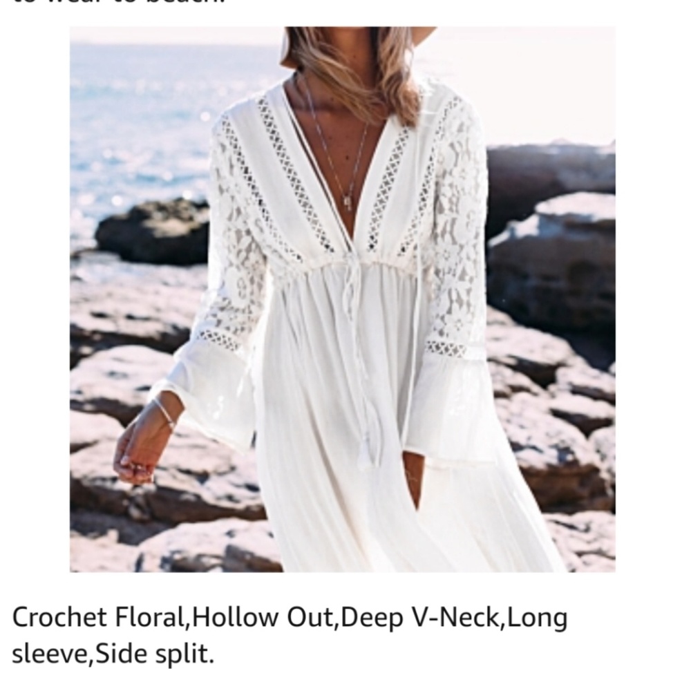 NWOT White Bohemian Lace V-neck swimsuit coverup